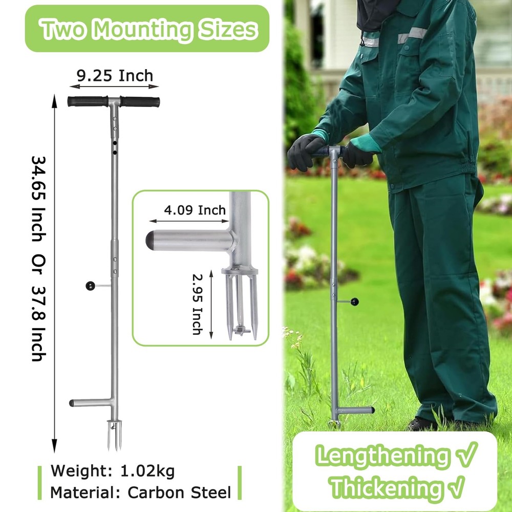 LEHDE Stand Up Weed Puller Tool - Remover for Garden - Silver
