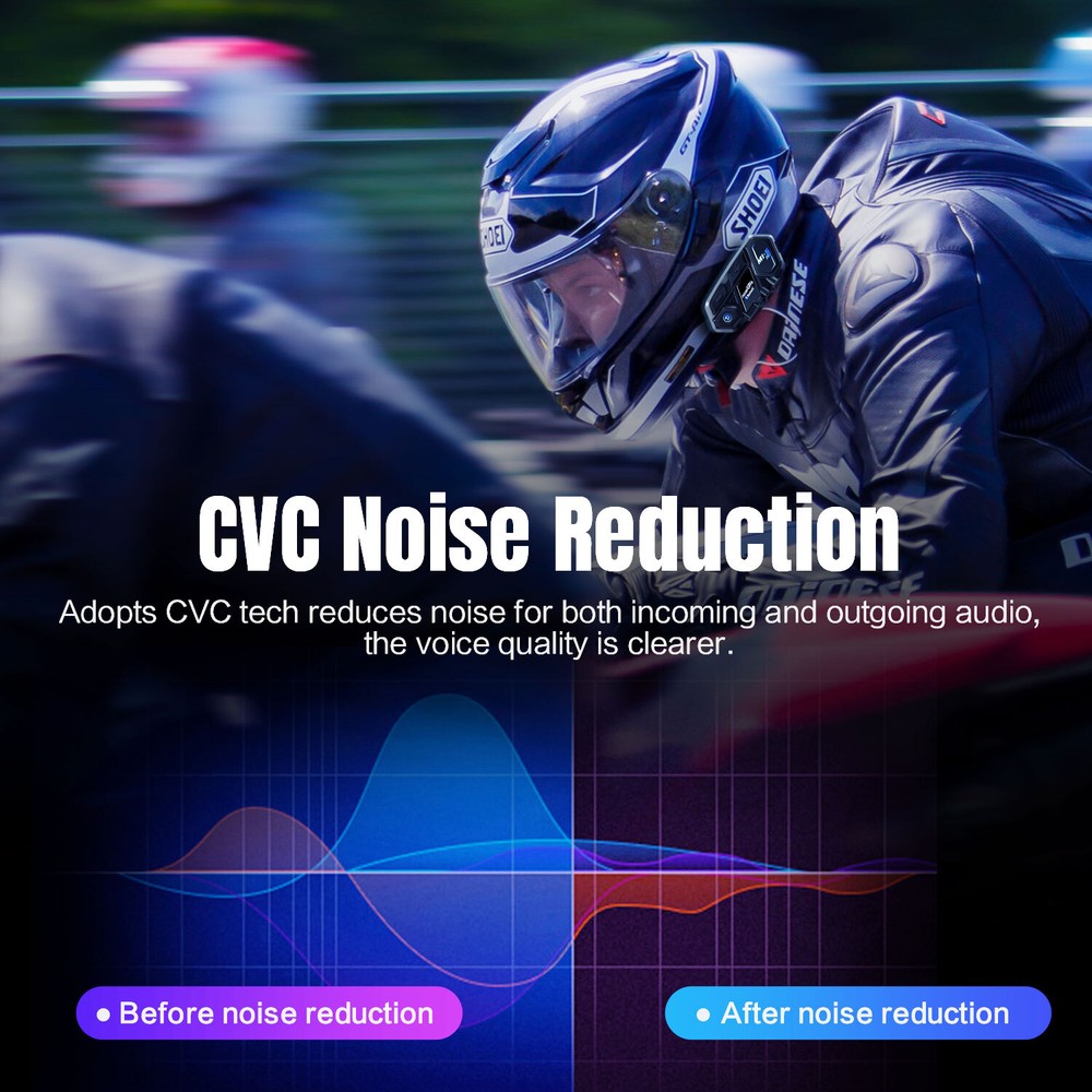 2x M1-S Pro Motorcycle Intercom 2000m 8 Riders Bluetooth Helmet Headset + Mic