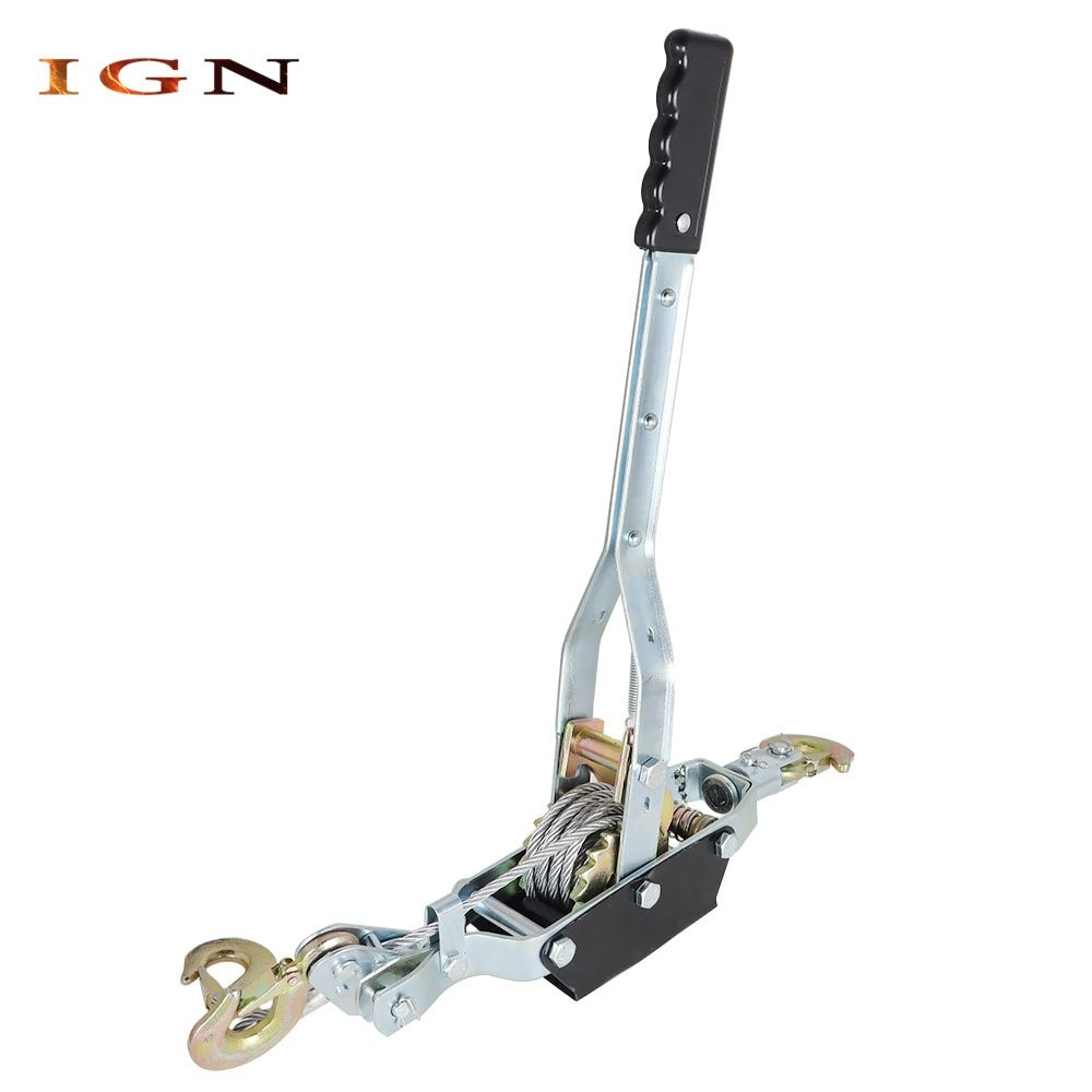 New Dual Gear Power Puller Steel Cable Handle 4 Ton Power Puller With 3 Hooks