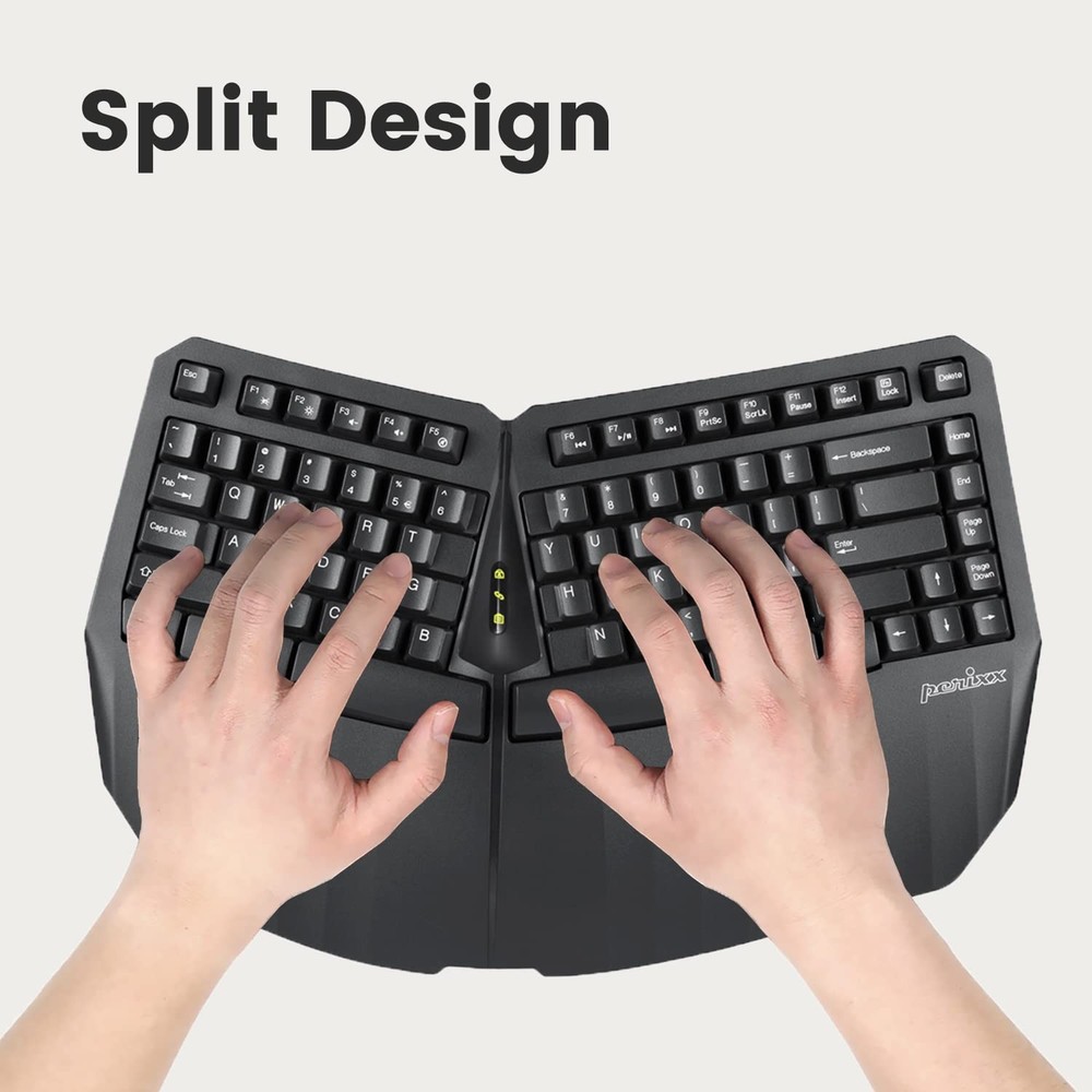 Wireless Ergonomic Compact Keyboard & 6-Button Vertical Mouse Bundle - Black