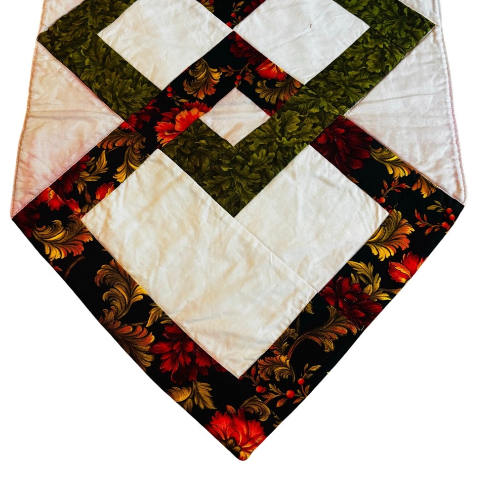 Handmade Table Runner Two Sided Quilted Fall Autumn Theme FLAWED 41” x 14”