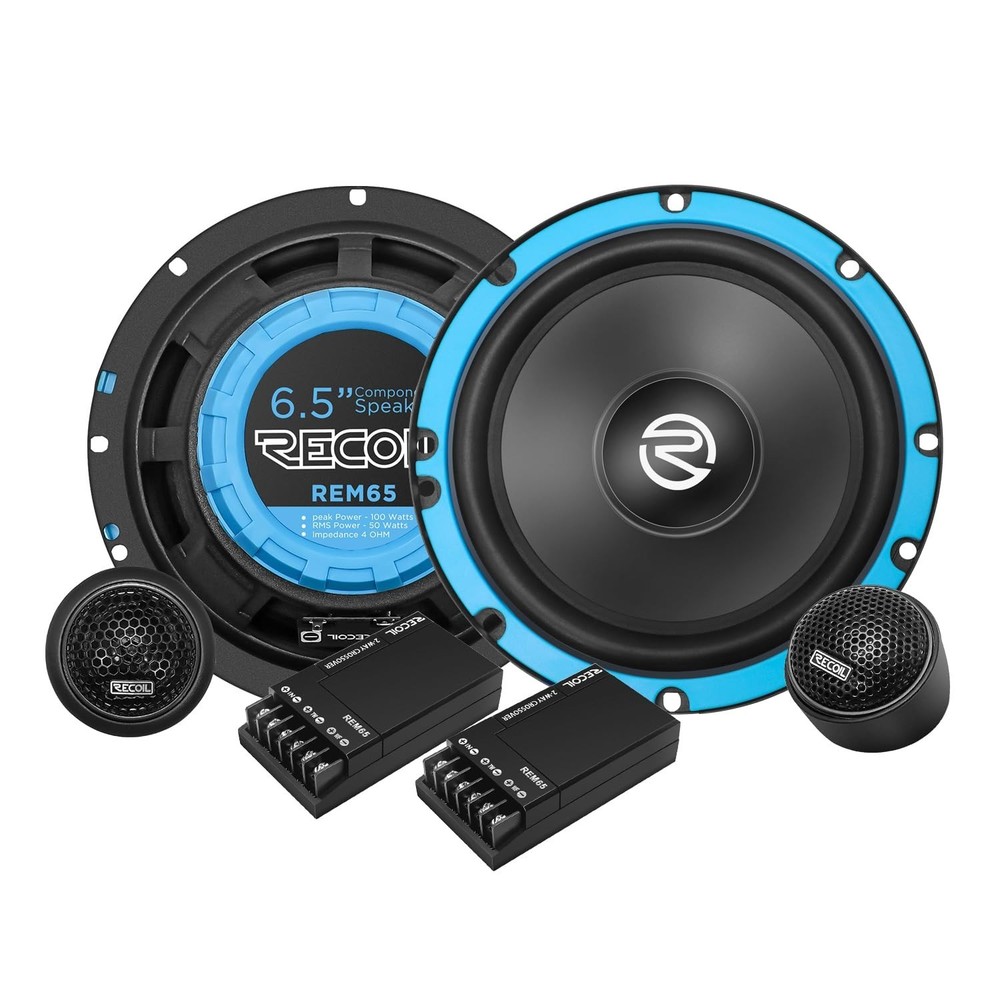 RECOIL REM65 Echo Series 6.5-Inch Car Audio Component Speaker System Blue
