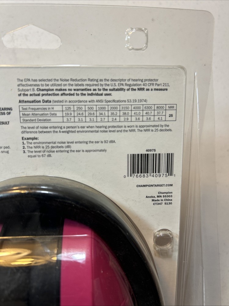 NEW Champion Pink Electronic Ear Muffs