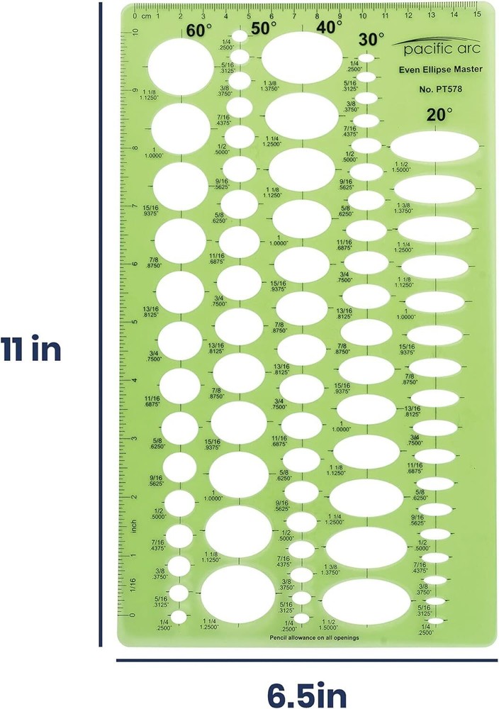 Pacific Arc Even Ellipse Master Template Guide, 79 Ellipses in 5 projections