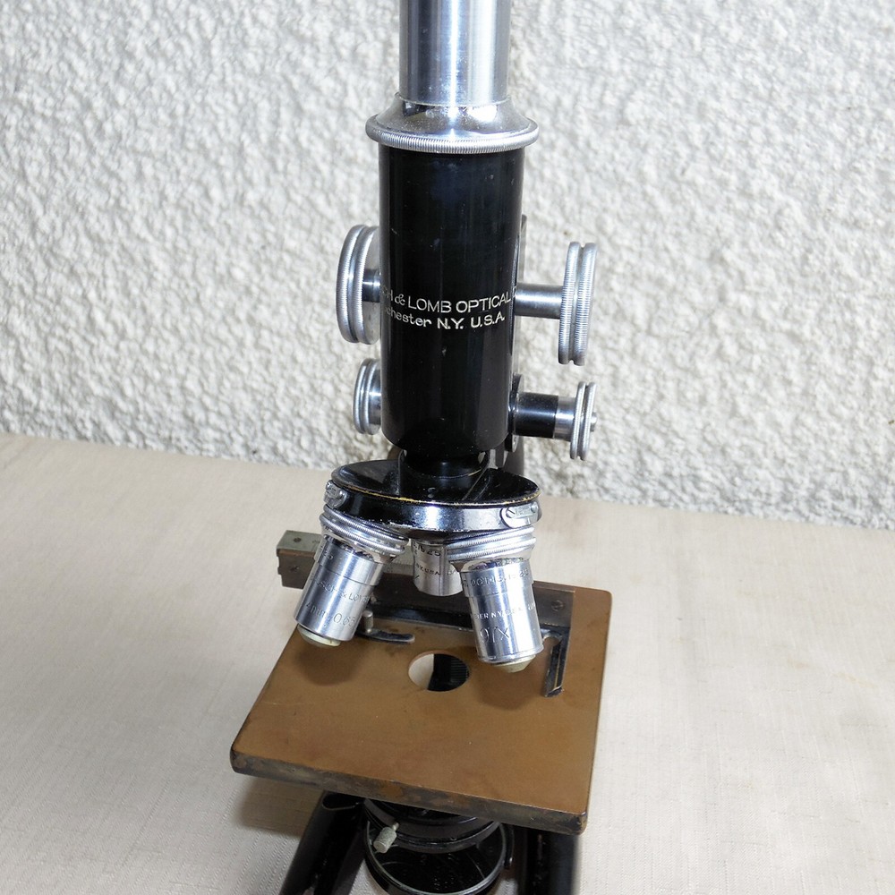 ANTIQUE BAUSCH & LOMB ROCHESTER NY MICROSCOPE CAST IRON FRAME