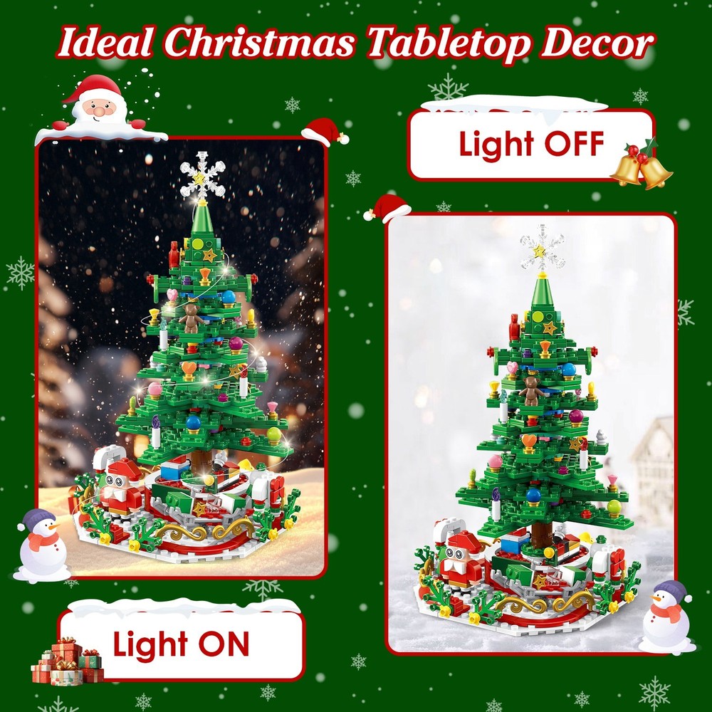 LED Light Christmas Tree Building Set Charming 24 Days Countdown Calendar