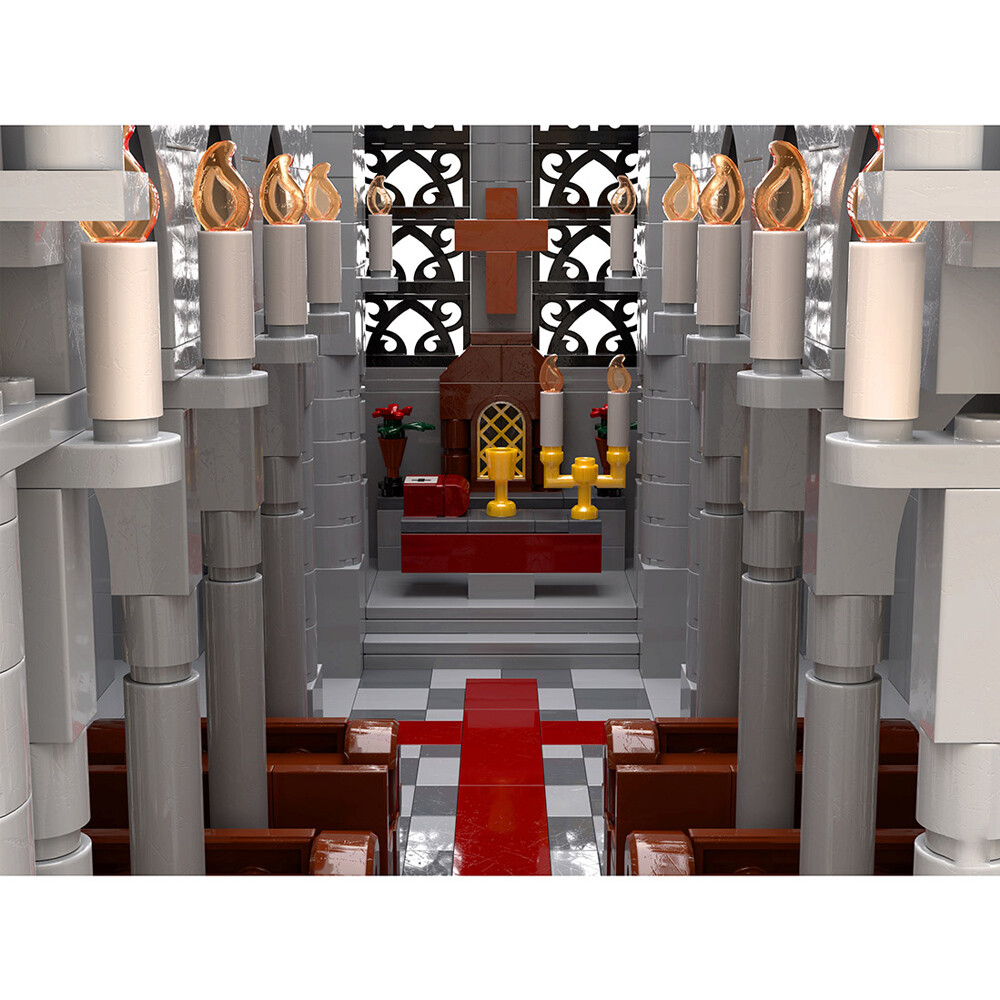 Medieval Gothic Cathedral with Interior Modular Building 3997 Pieces MOC