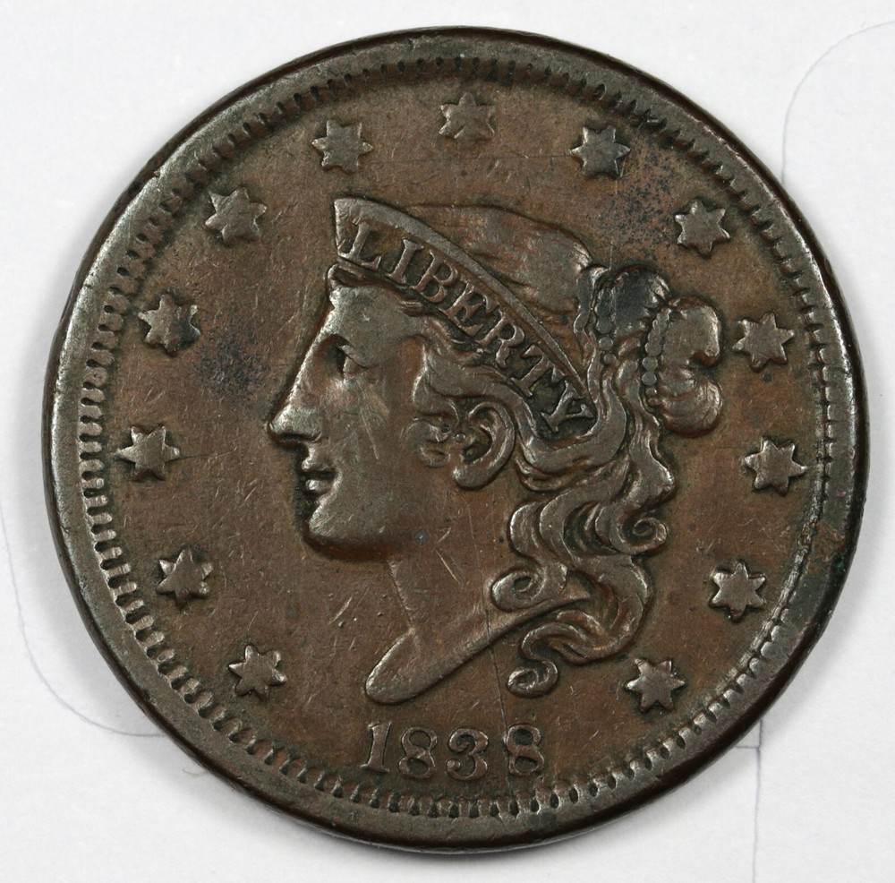 1838 Large Cent.  VF-XF.  170657