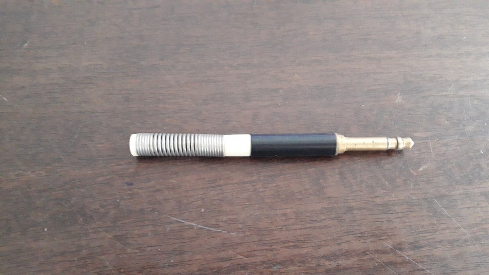 VINTAGE SOLID BRASS PL-55 1/4" 6.35mm MONO PLUG WITH SPRING PROTECTOR NOS