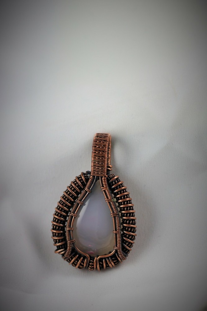 Copper Wire Wrap Pendant Chalcedony Elegant Handcrafted