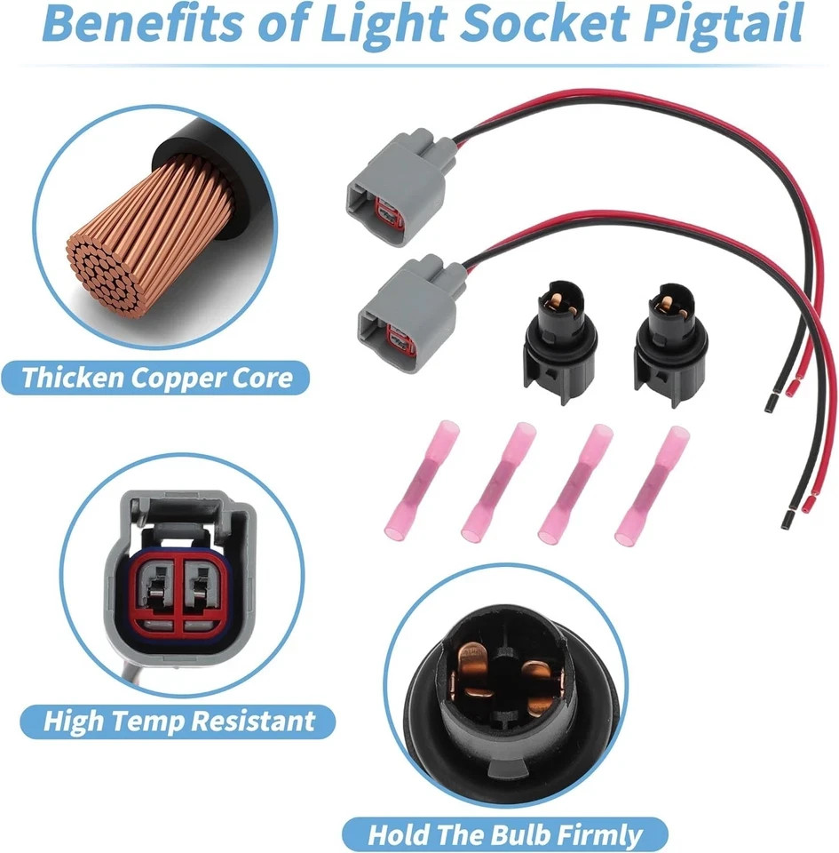 2 Set Side Marker Light Bulb Socket Pigtail Harness for Ford for Mustang 2005-20