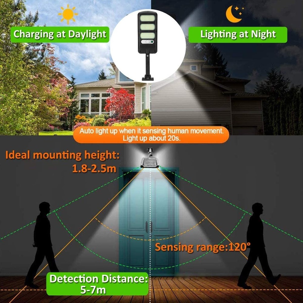 4 Pack LED Solar Lights Outdoor with Remote 6000K 213LED Solar Motion Sensor