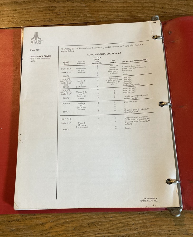 OEM Atari 400 / 800 Basic Home Computer Manual - 120 + Pages- 1980- Printed USA
