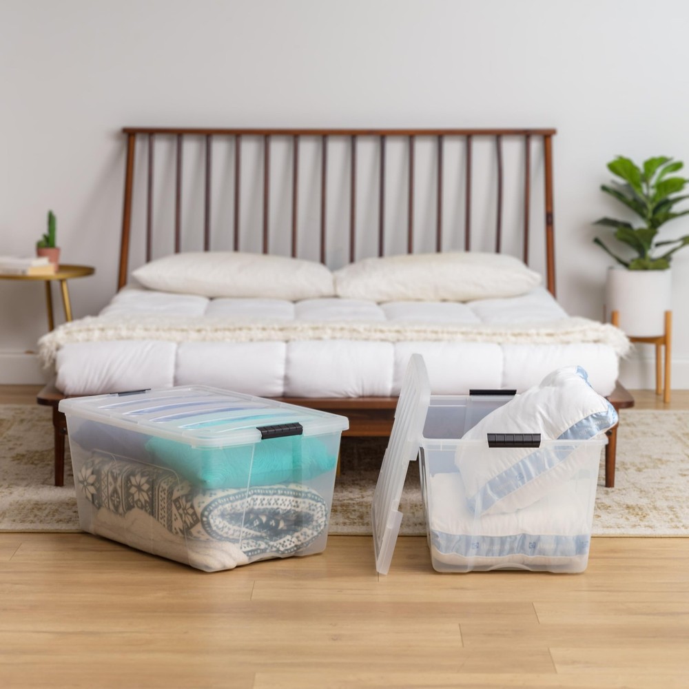 IRIS USA 94 Qt Stackable Plastic Storage Bins with Lids, 4 Pack - BPA-Free, M...