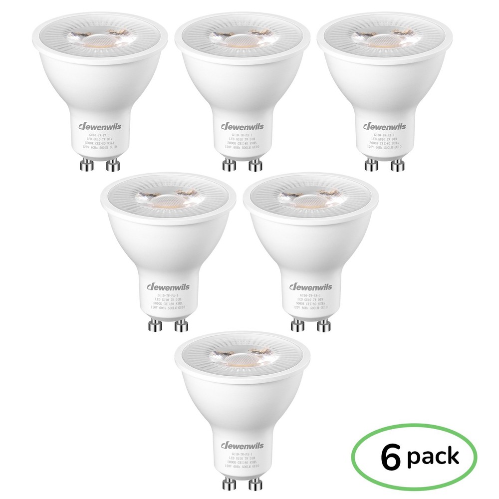 6-Pack GU10 LED Light Bulb, Dimmable 5000K Daylight GU10 Bulb Replacement