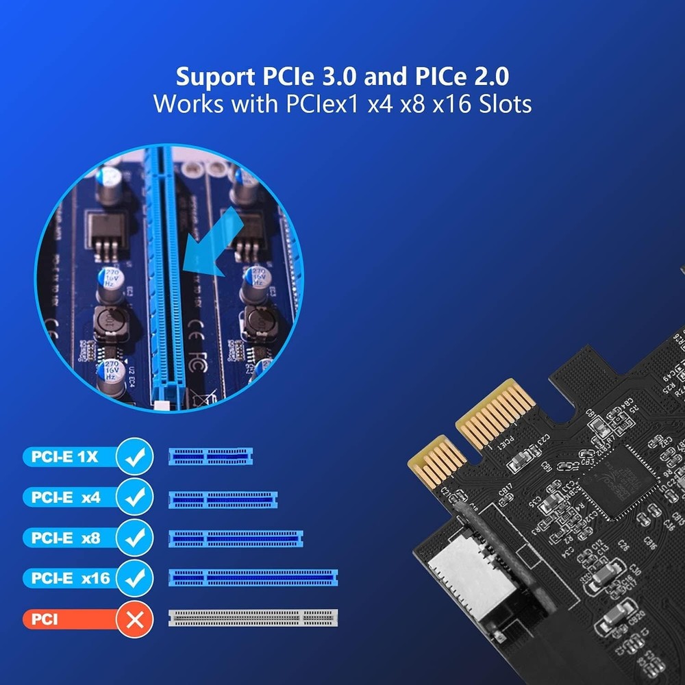 PCIe x1 to USB 3.2 GEN1 5Gbp 19pin Front Panel Header (to Type-c Front Panel ...