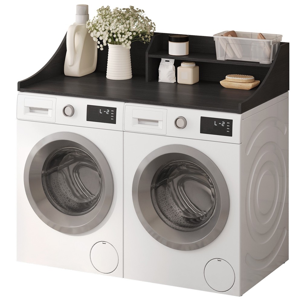 Modern 2-Layer Washer Dryer Countertop with Edge Protection,Black