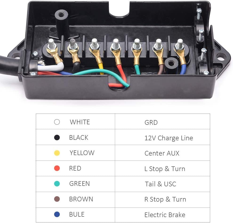 7 Way Trailer Wire Junction Box With Cord 4 Wire Trailer Cable RV Accessories