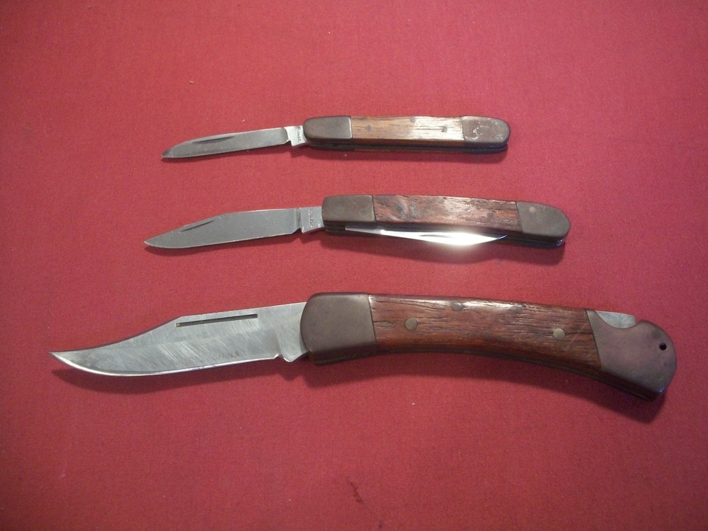 3 Very Nice Old Wood Handle Knives