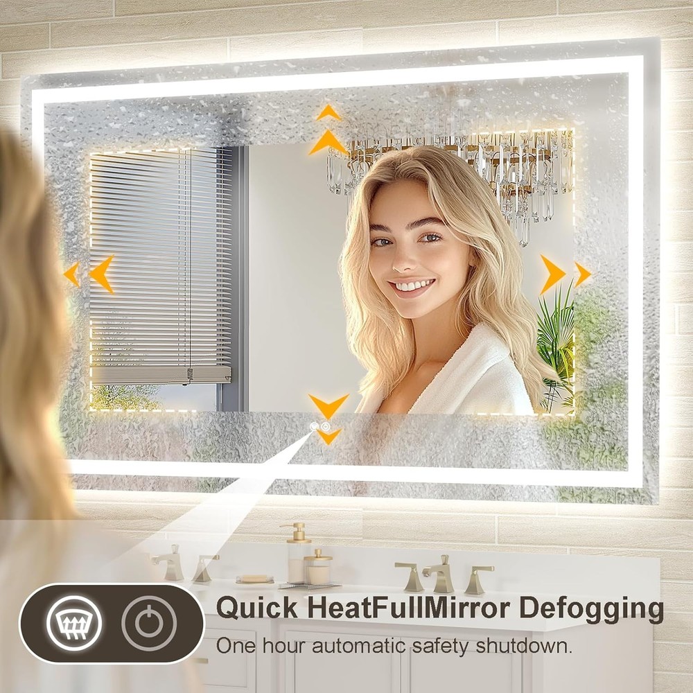 24x36 LED Bathroom Mirror with Lights, Brighter Backlit + Front Lit, Tempered...