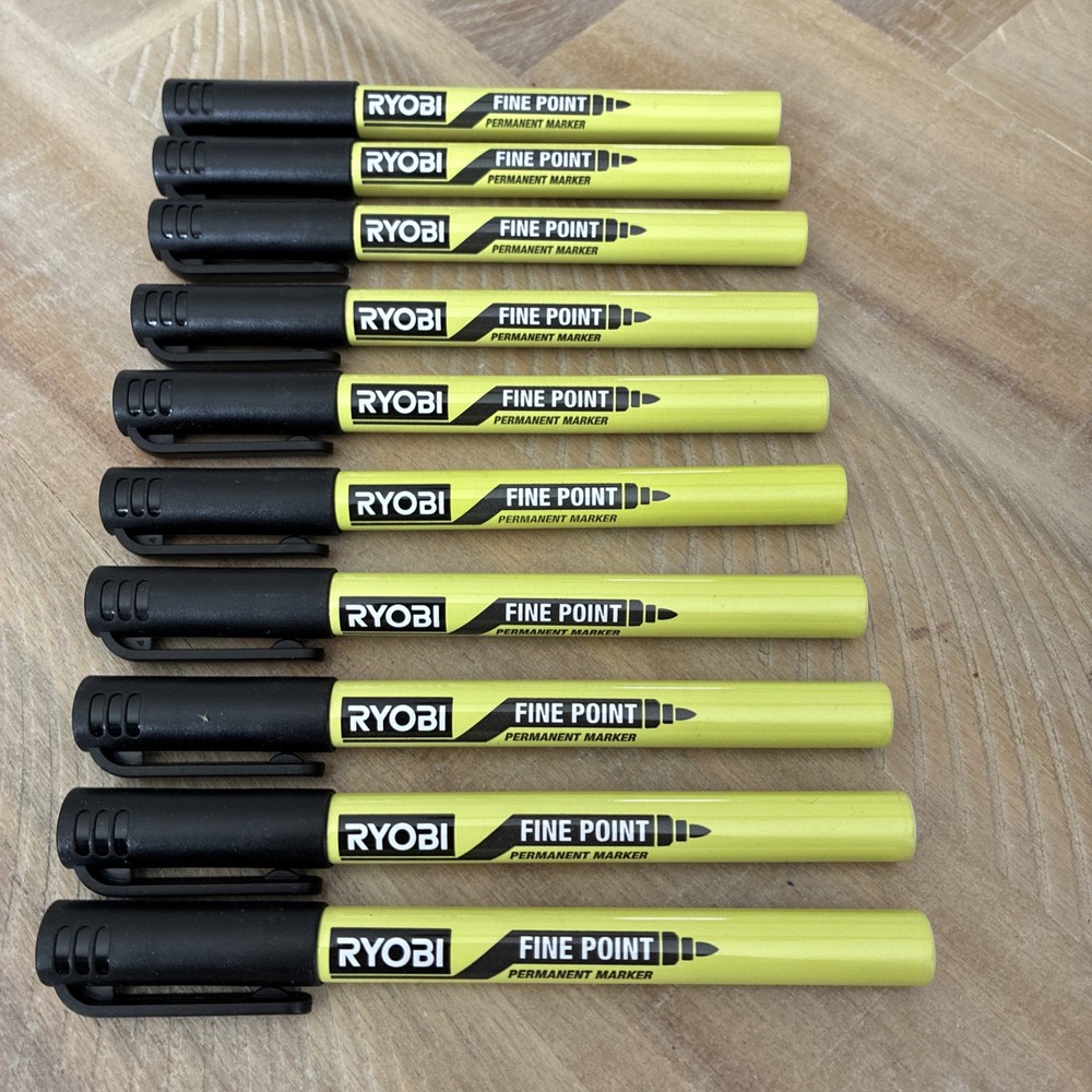 RYOBI Black Fine Point Permanent Workshop Marker 10 Pack-New