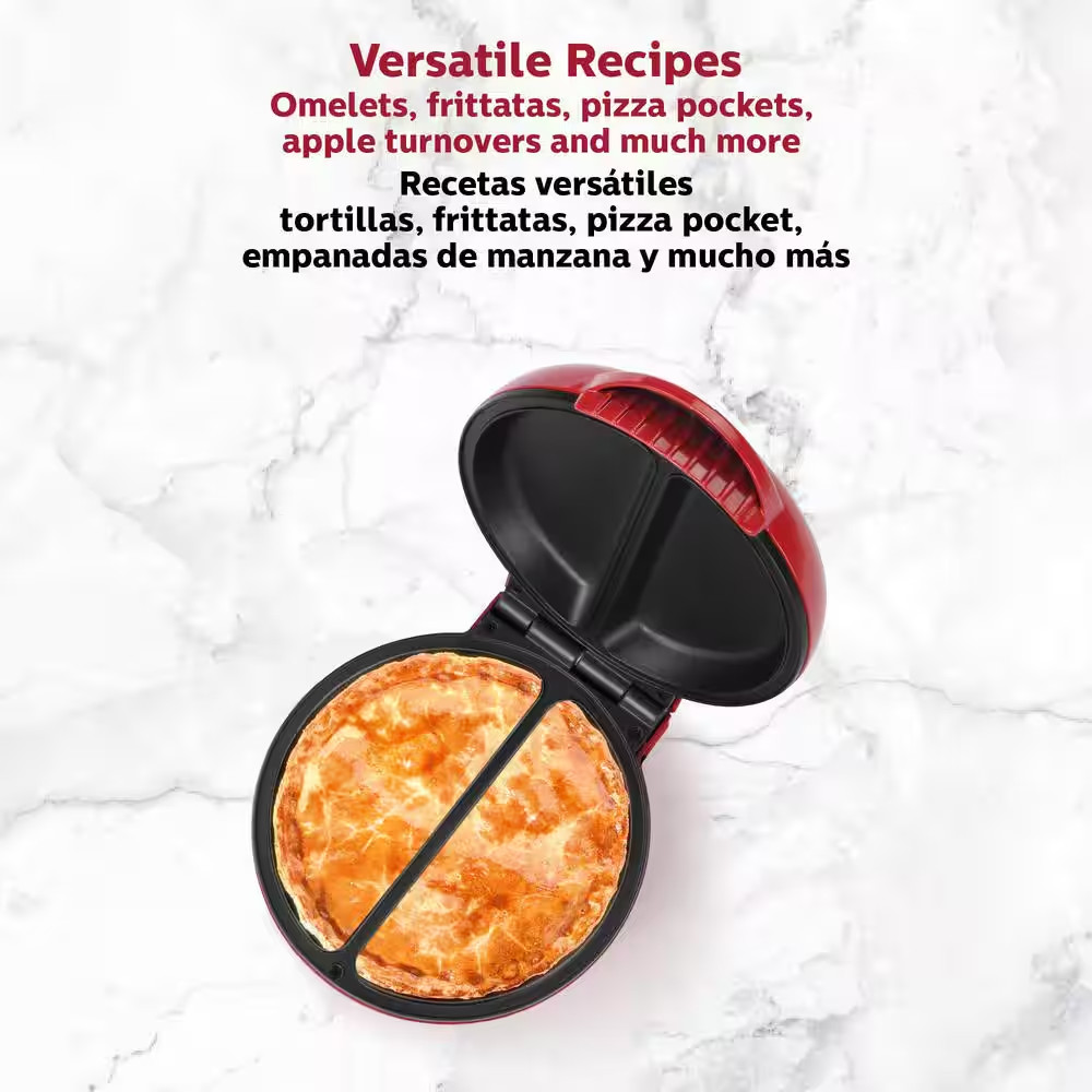4-Egg Red and Stainless Steel 2-Section Omelets Maker