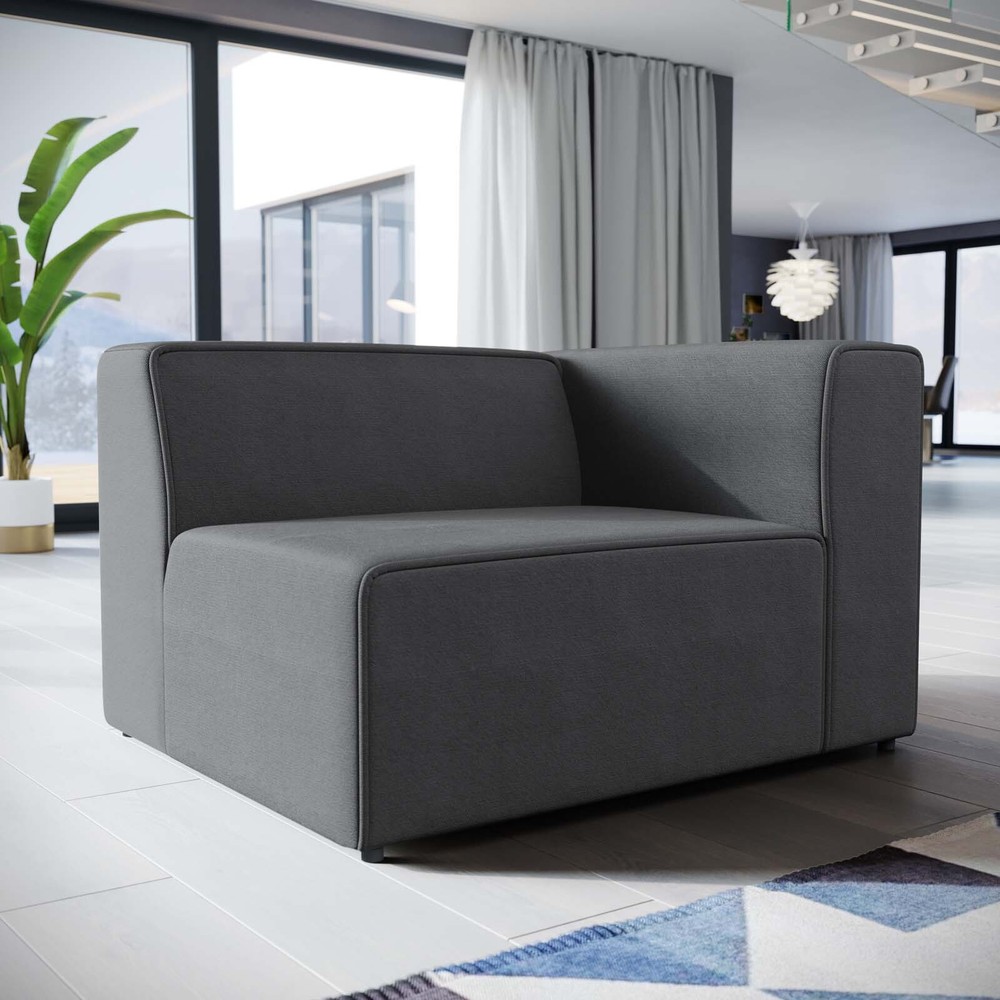 Modway Mingle Fabric Right-Facing Sofa in Gray