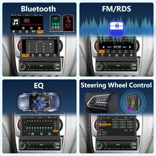Single Din Car Stereo CARPLAY Android auto, Flip Out Car Carplay Android auto