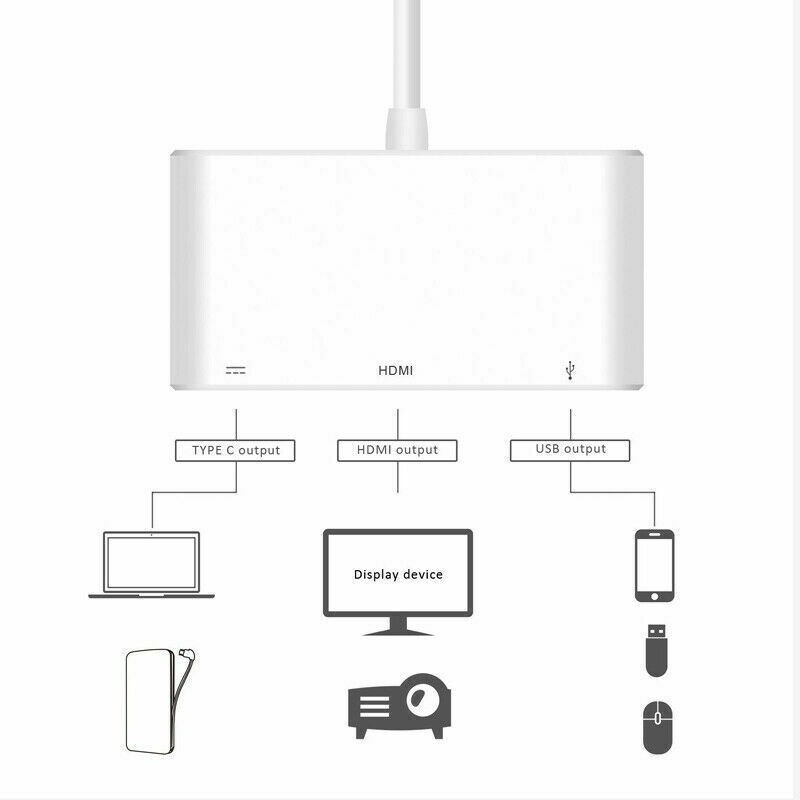 Multi-Function Aluminum USB-C PD Type-C Adapter Converter Hub HDMI/4K VGA/1080P