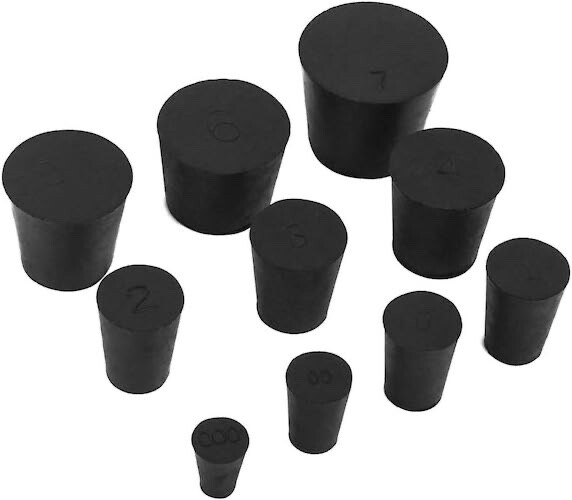 Rubber Stoppers, Solid, Pack of 10, Lab and Classroom Use