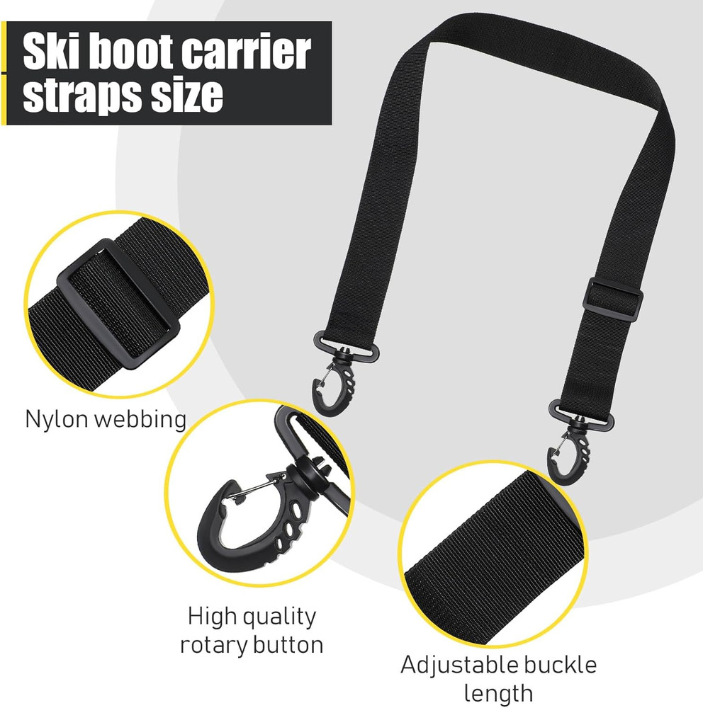 4 Pieces Ski Boot Carrier Straps Adjustable Snowboard Strap Shoulder Sling Leash