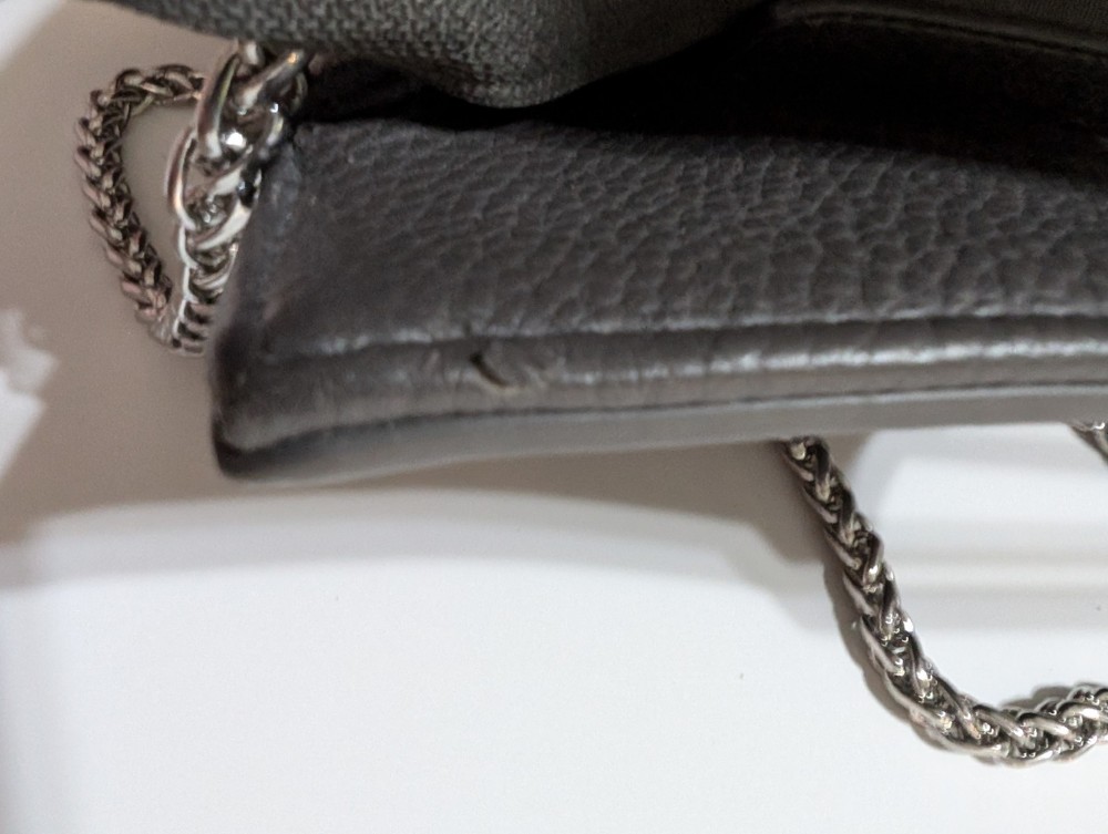 Charming Charlie Medium Grey Zip Closure Removable Chain Strap Purse Clutch