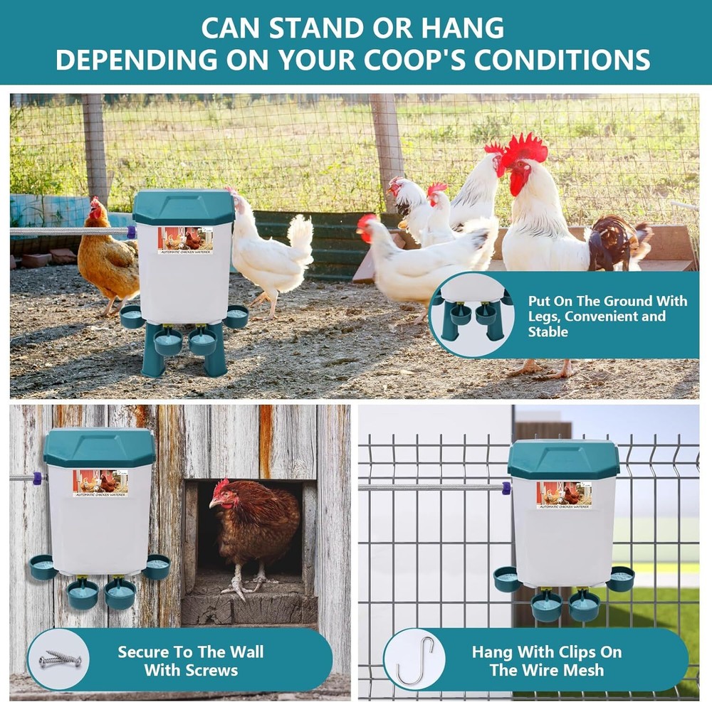 Filtered Float-Controlled Automatic Chicken Waterer for Chicken Water w60" Hose