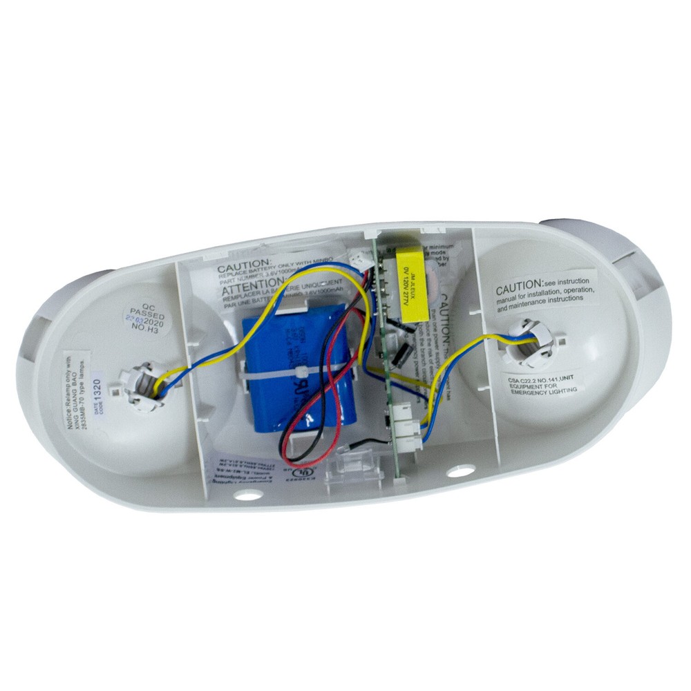 LFI Lights | LED Emergency Light | Bright Bug Eye Battery Backup UL | EL-M2-W-BB