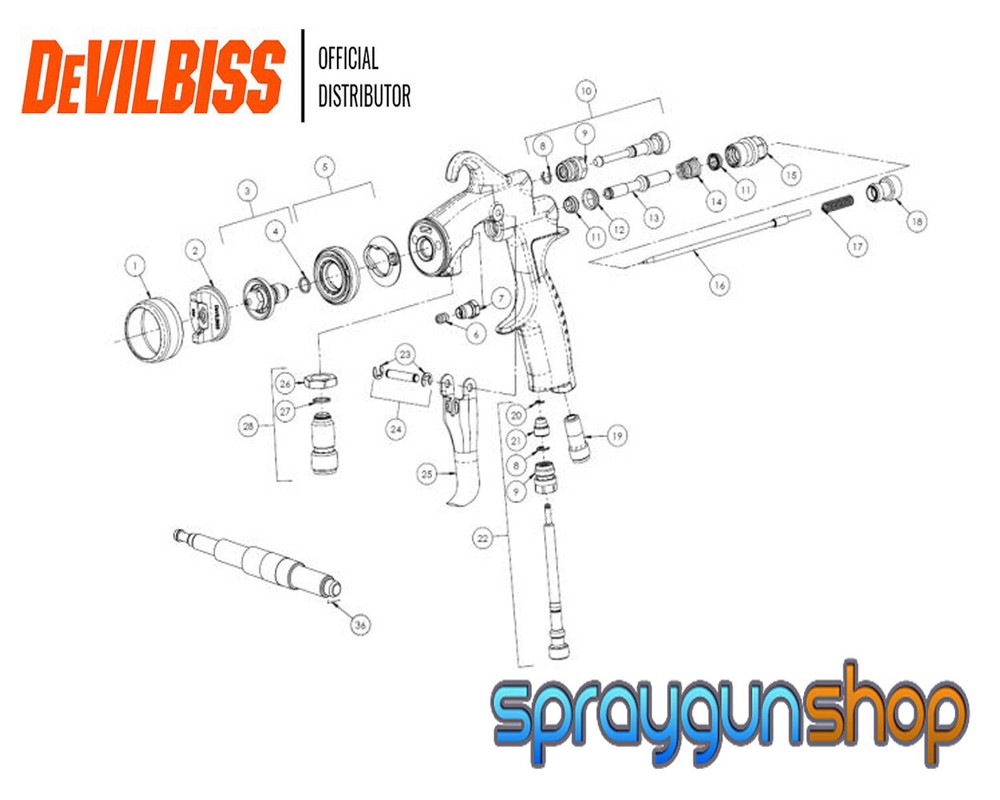 DeVilbiss - FLG5 Spraygun 1.3mm Fluid Tip