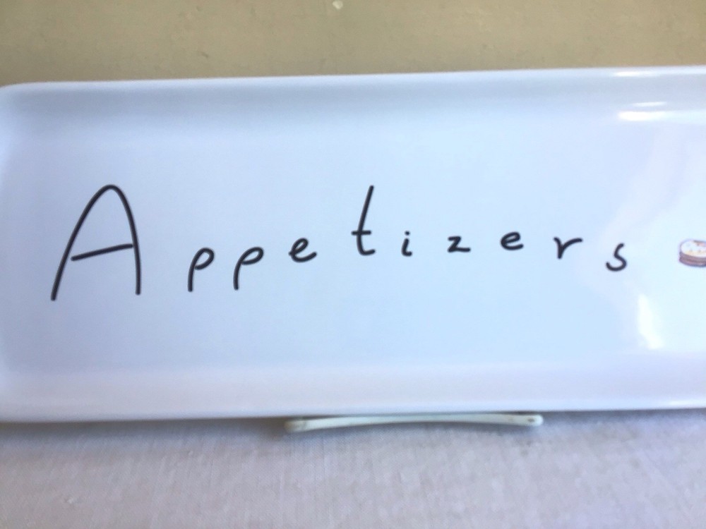 Pottery Barn Appetizers Wording Charcuterie Ceramic Rectangle Servking Platter