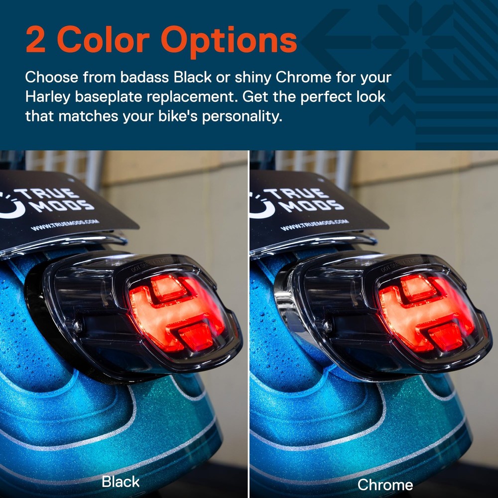 TRUE MODS Black HD Harley Davidson Tail Light Base Plate Replacement Part# 68...