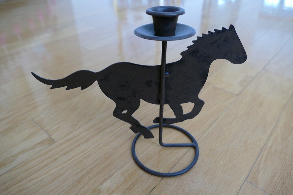 Western-style horse candle holder