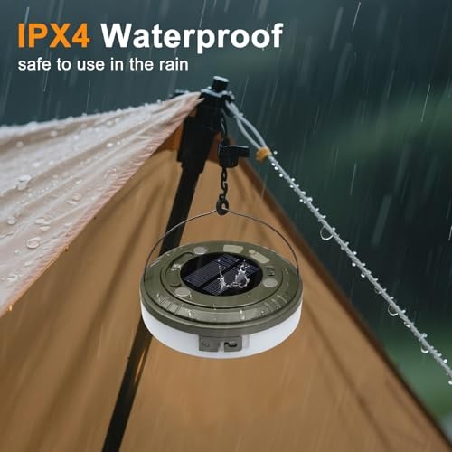 2-in-1 Solar Camping Lights String: 5 Modes IP65 29.52ft (Solar, 1-Pack)