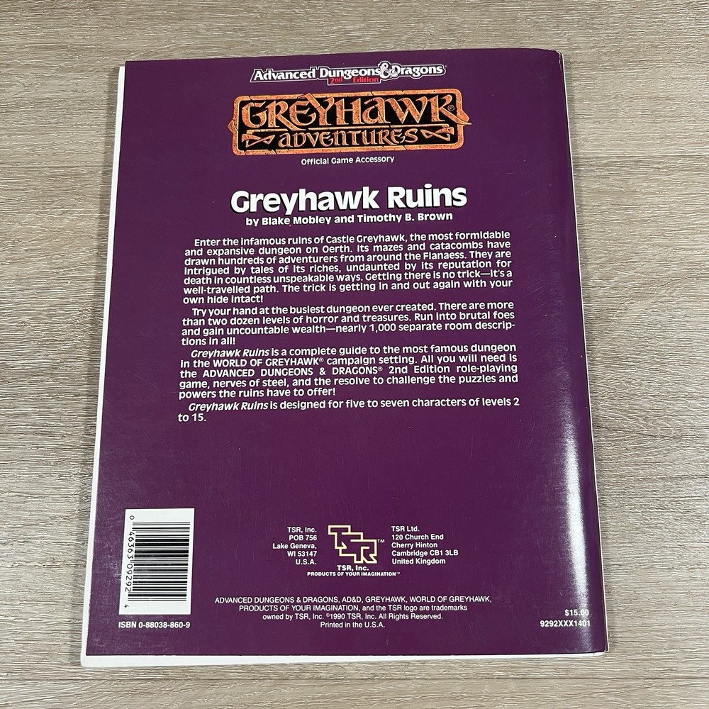 Advanced Dungeons & Dragons Greyhawk Adventures Greyhawk Ruins TSR 1990