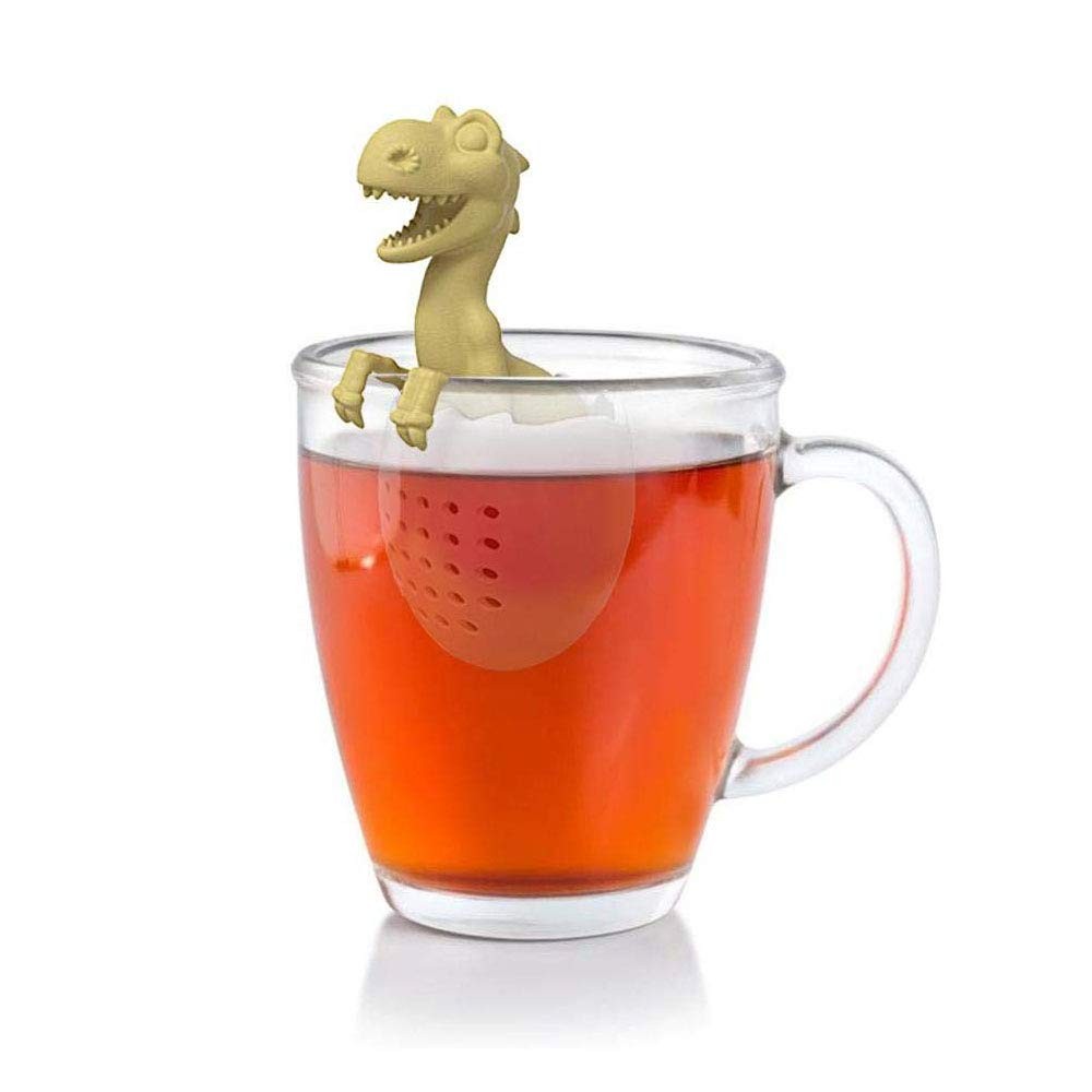 Tea Infuser,Dinosaur & eggshell Filter Diffuser Loose Dinosaur-YELLOW