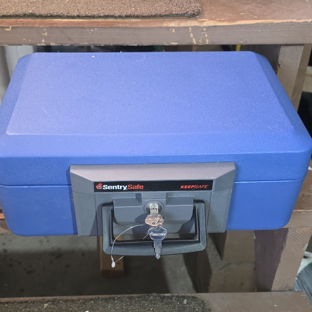 SentrySafe KEEPSAFE Blue Fire Safe Portable Medium Key Lock Security Safe