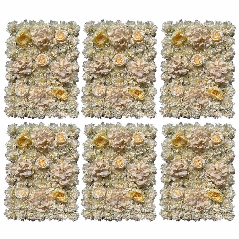 6 Pack Artificial Silk Flower Wall Panels for Wedding & Party Decor