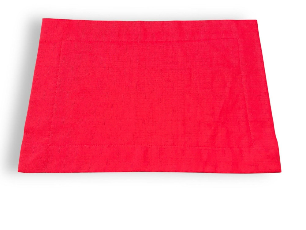 10 Classic Red Hemstitch Rectangular Placements for Christmas Holidays All Year