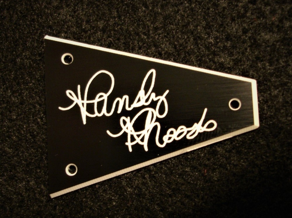 Randy Rhoads Engraved Autograph Jackson Guitar Truss Rod Cover - Black/White