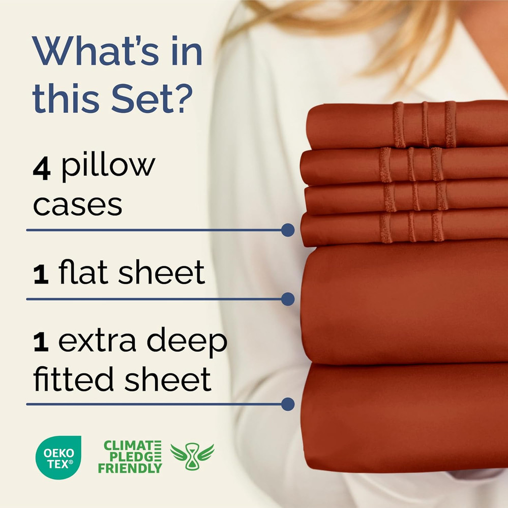 Extra Deep King Sheet Set - 6 Piece Breathable & Cooling Sheets - Hotel Luxury B