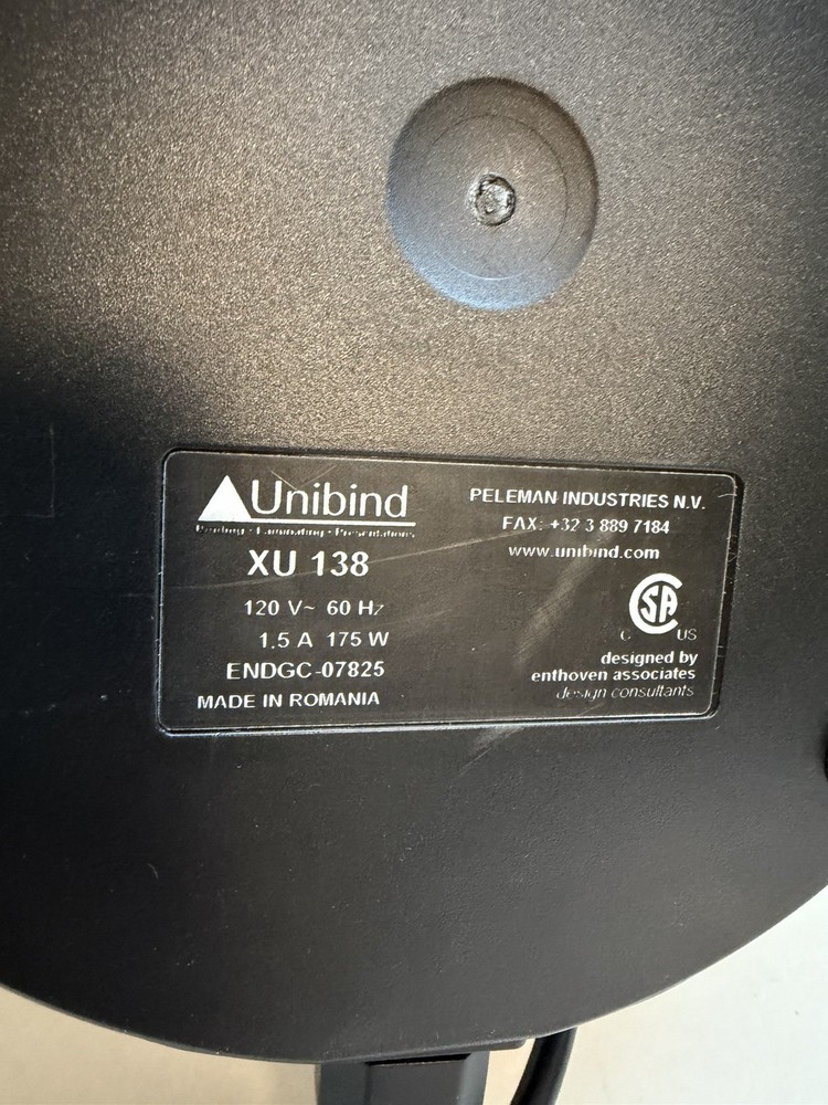 Unibind XU 138 Thermal Binding Machine Office Document Binder Tested