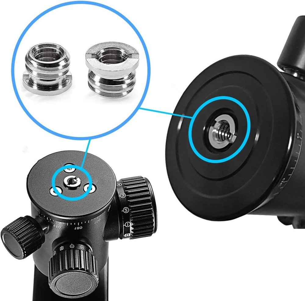 Threaded Tripod Screw Adapter Double Head Stud Standard Mounting Thread Black