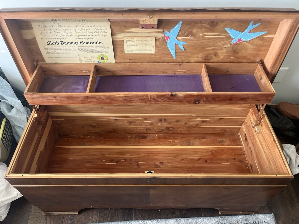 Bluebird Cedar Chest Brown Solid Wood Rectangular Storage Chest Trunk Hinged Lid