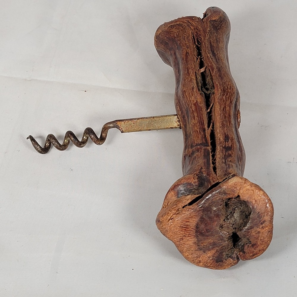 Wine Opener Grapevine Wood Handle Corkscrew Vintage Handmade